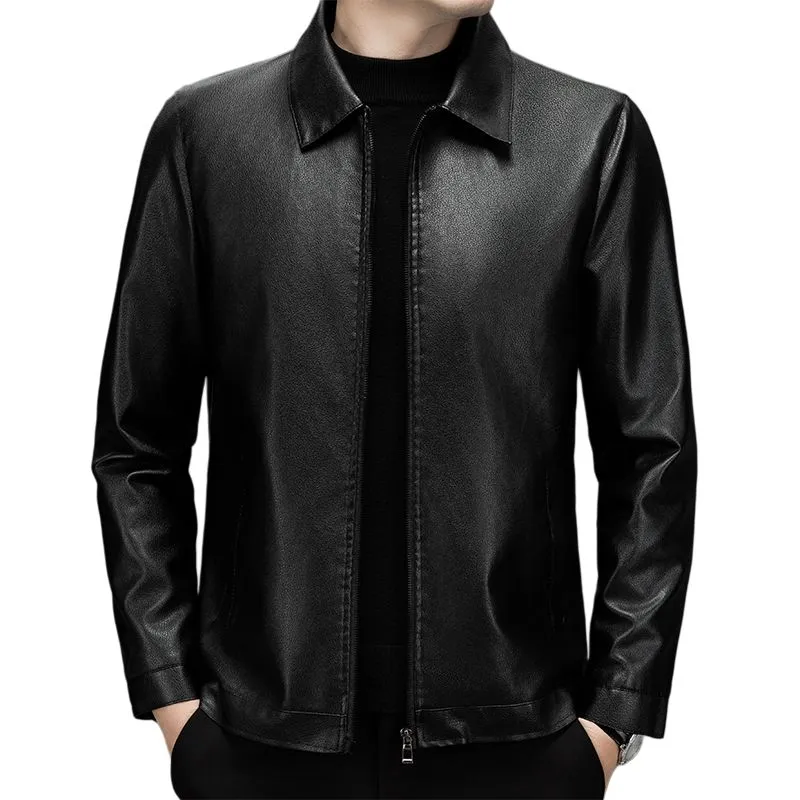 Fashion Leather Jacket Men's Classic Black-6