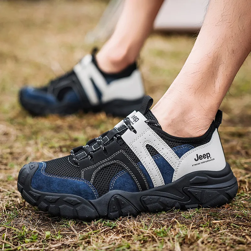 Jeep Low Top Hiking Shoes Men's Black Blue-5