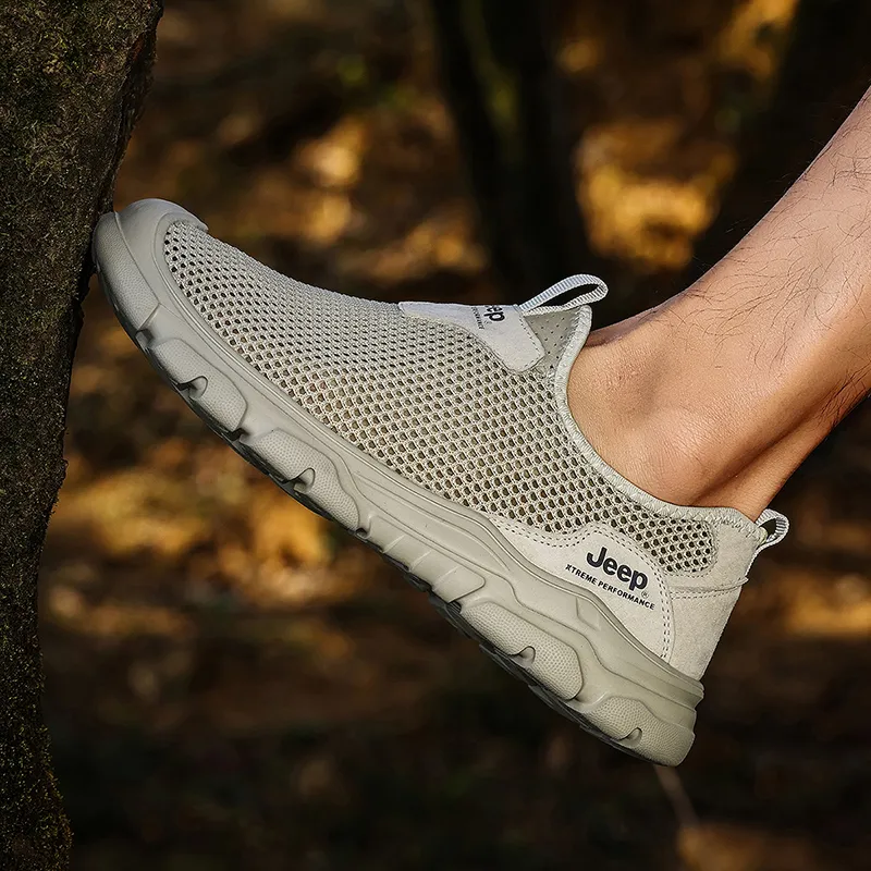 Jeep Anti Slip Wear Resistant Waterproof Breathable Lightweight Warm Coverage Low Top Trekking Shoes Men's Gray-6