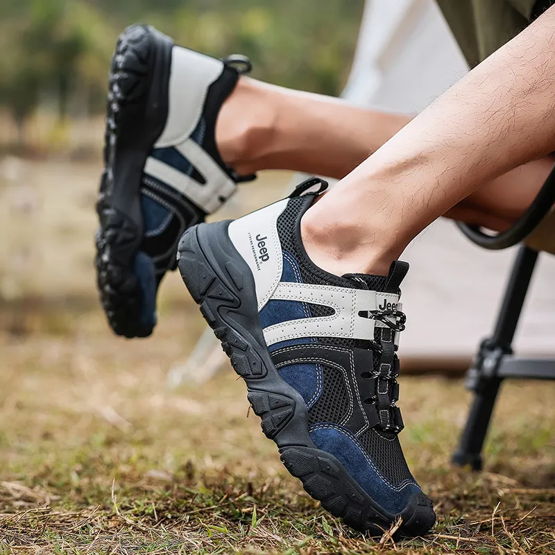 Jeep Low Top Hiking Shoes Men's Black Blue-6