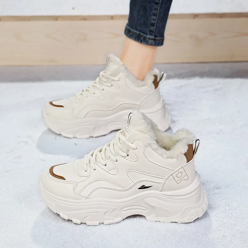 Kuding Warm Mid Top Chunky Sneakers Women's-8