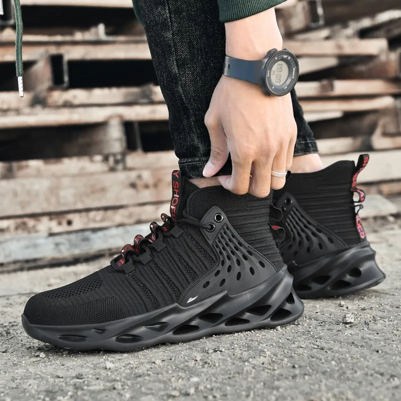 Kuding Anti Slip Wear Resistant Breathable Lightweight High Top Casual Shoes Unisex-9