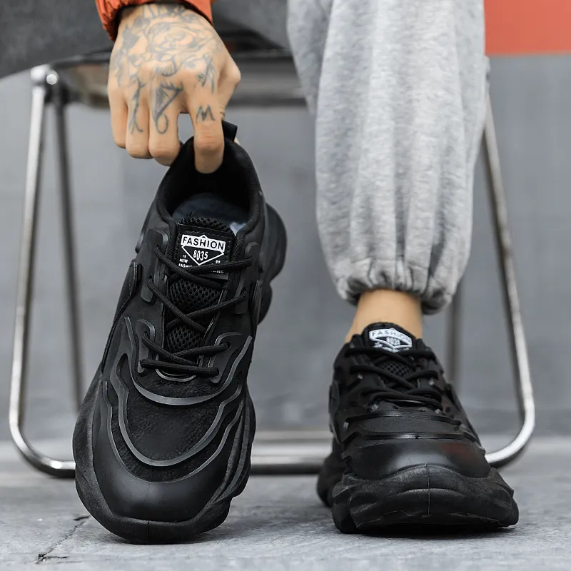 Kuding Chunky Sneakers Men's Black-4