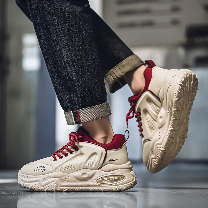 Kuding Slip-Resistant Low-Top Chunky Sneakers Men's-7
