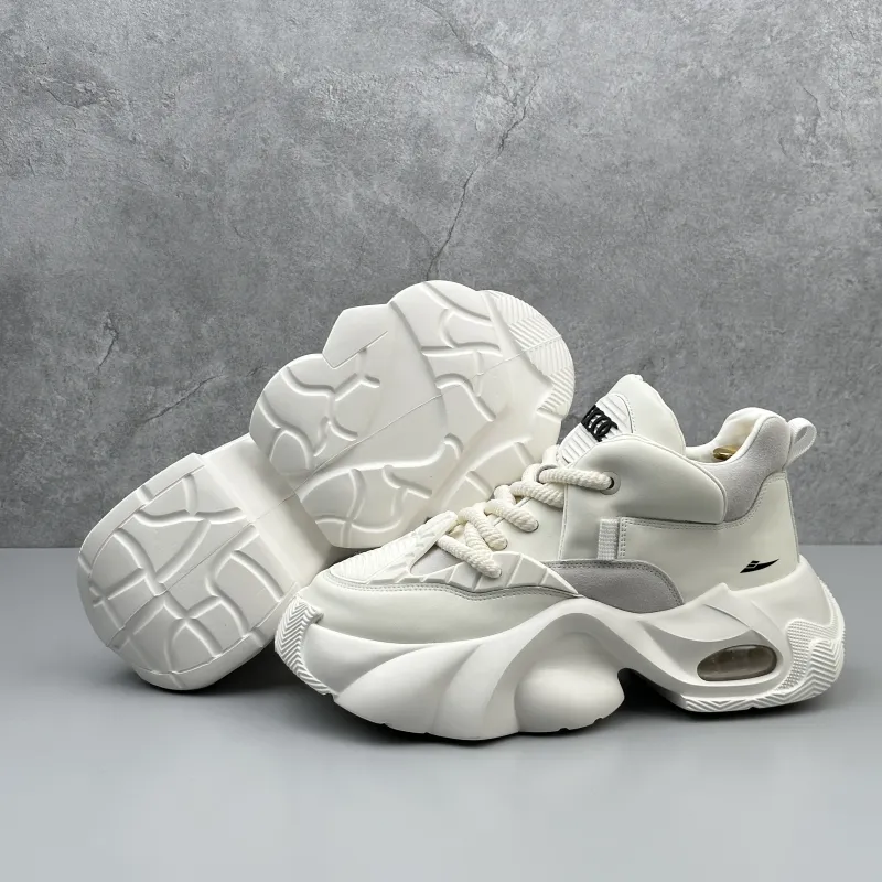 Kuding Chunky Sneakers Men Low Top Black/White-4