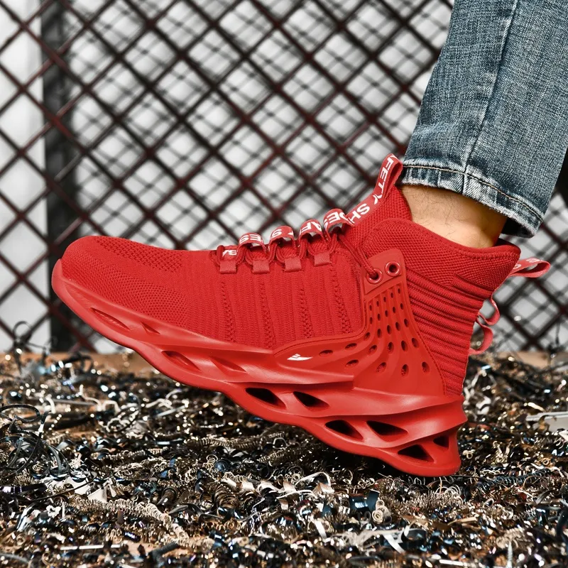Kuding Anti Slip Wear Resistant Breathable Lightweight High Top Casual Shoes Unisex-14
