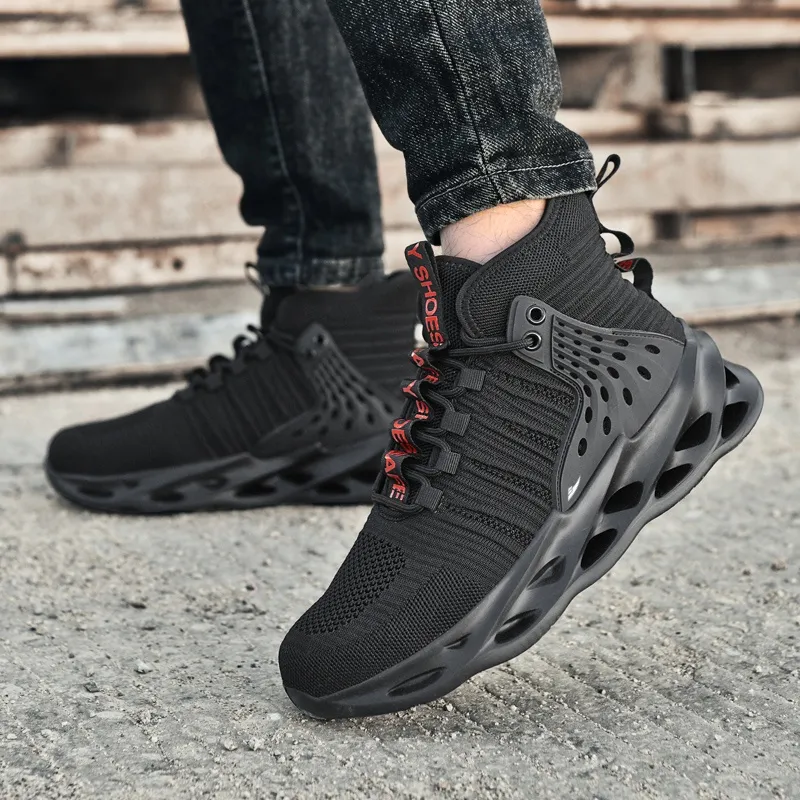 Kuding Anti Slip Wear Resistant Breathable Lightweight High Top Casual Shoes Unisex-8