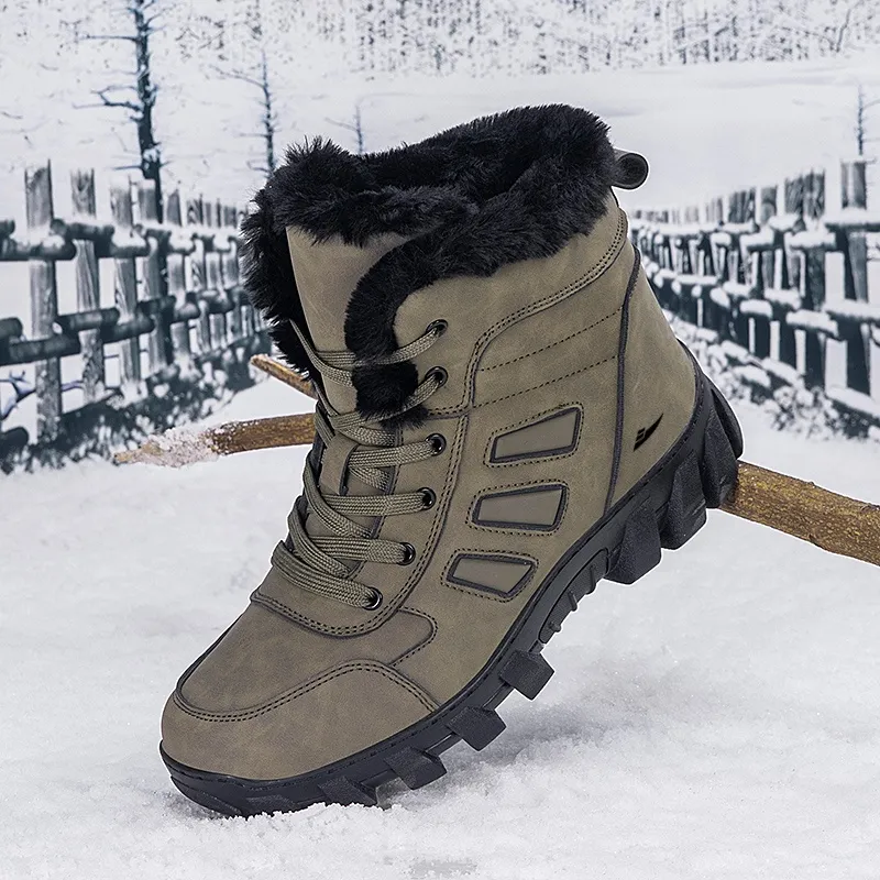 Kuding Warm Slip Resistant Snow Boots Men's-11
