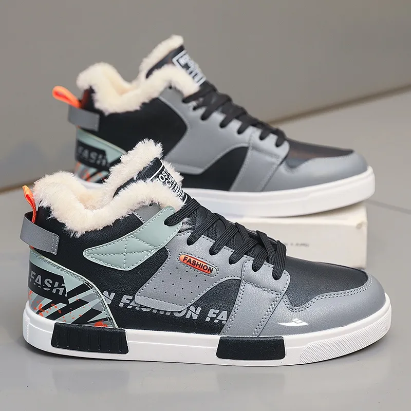 Kuding Slip-Resistant High-Top Skateboard Shoes Men's-1