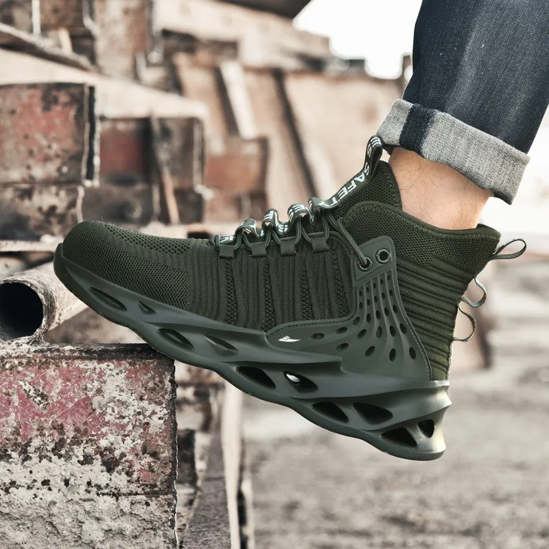 Kuding Anti Slip Wear Resistant Breathable Lightweight High Top Casual Shoes Unisex-4