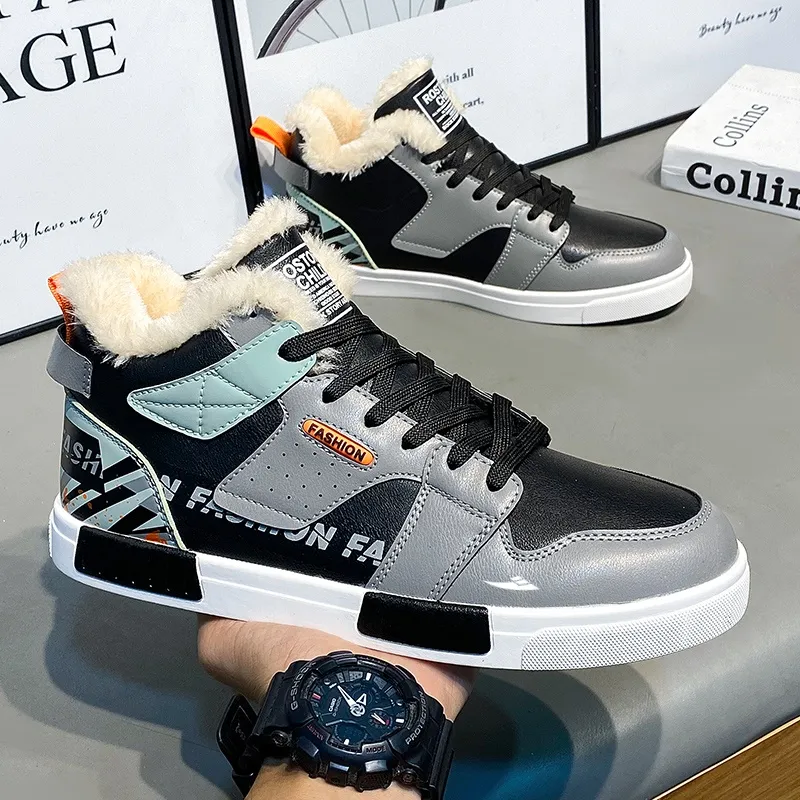 Kuding Slip-Resistant High-Top Skateboard Shoes Men's-3