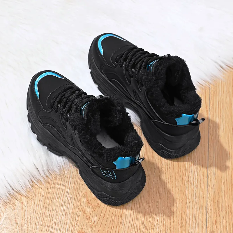 Kuding Warm Mid Top Chunky Sneakers Women's-5