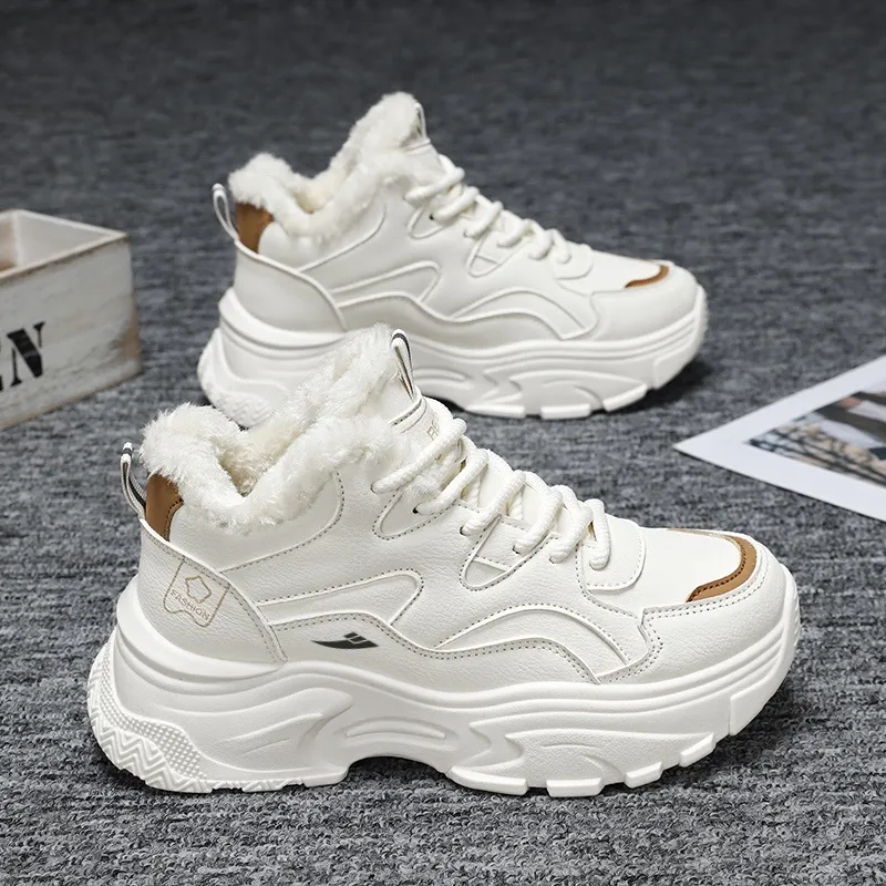 Kuding Warm Mid Top Chunky Sneakers Women's-10