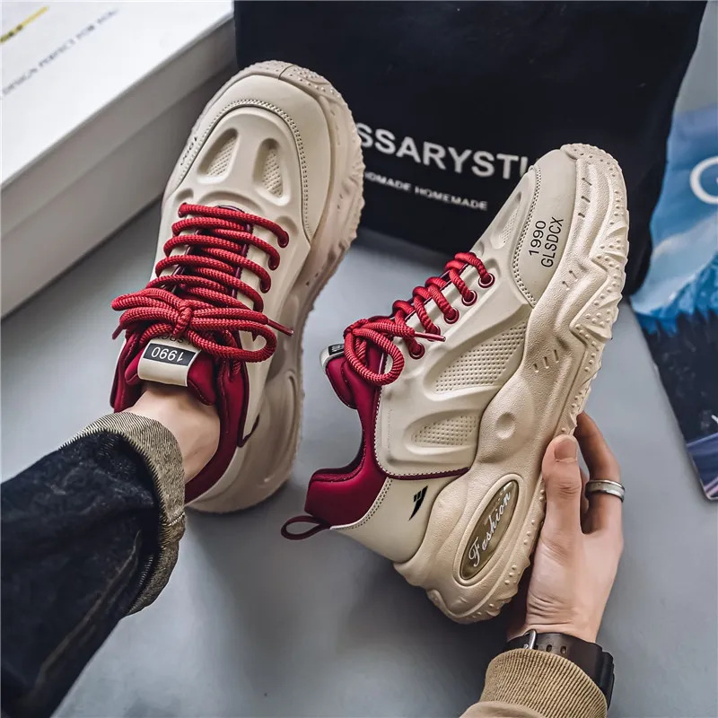 Kuding Slip-Resistant Low-Top Chunky Sneakers Men's-5