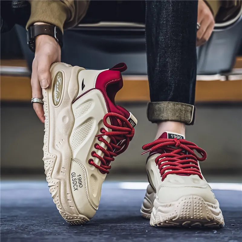 Kuding Slip-Resistant Low-Top Chunky Sneakers Men's-6