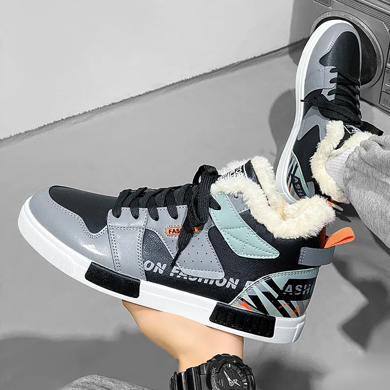 Kuding Slip-Resistant High-Top Skateboard Shoes Men's-4