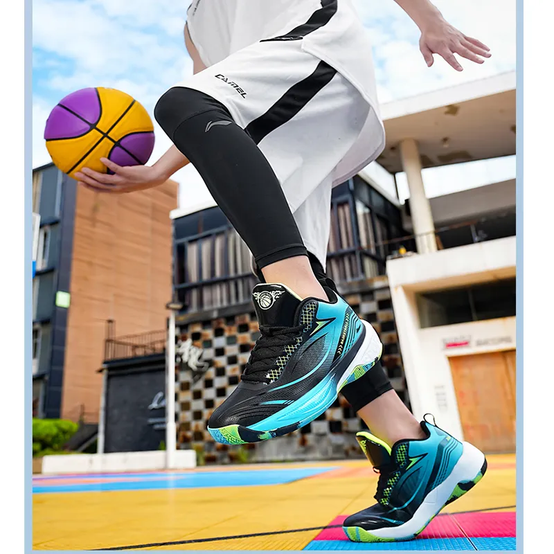 Kuding Cushioned Slip-Resistant Breathable Mid-Top Basketball Shoes Men's-1