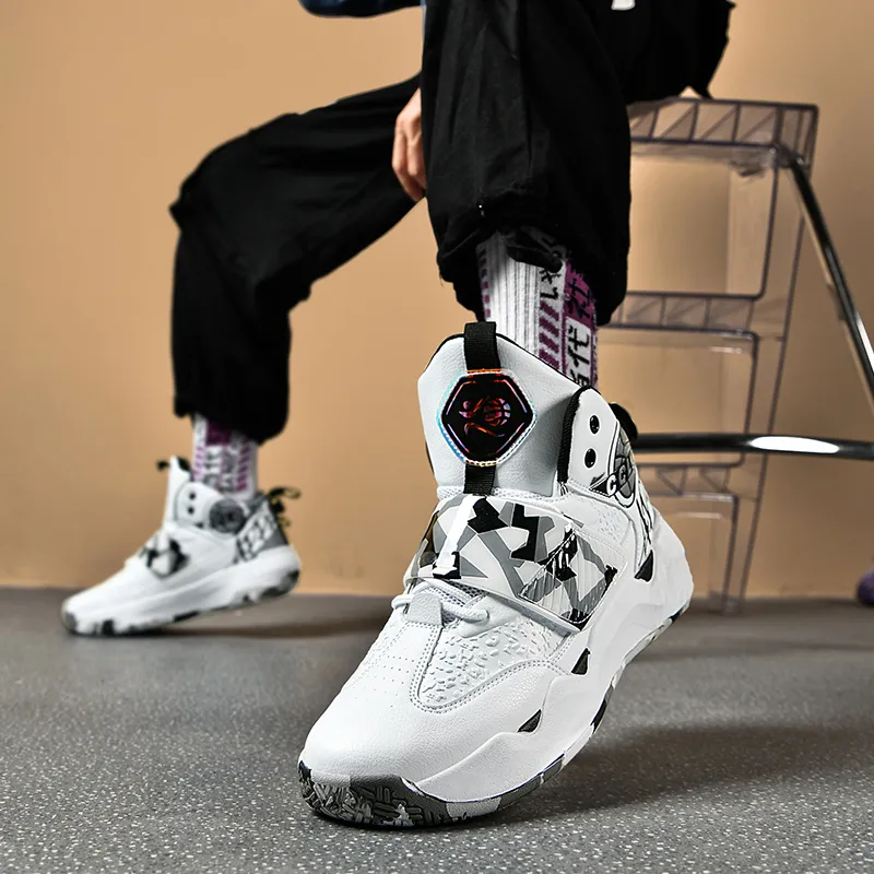 Kuding Cushioned Slip-Resistant Abrasion-Resistant High-Top Basketball Shoes Unisex-3