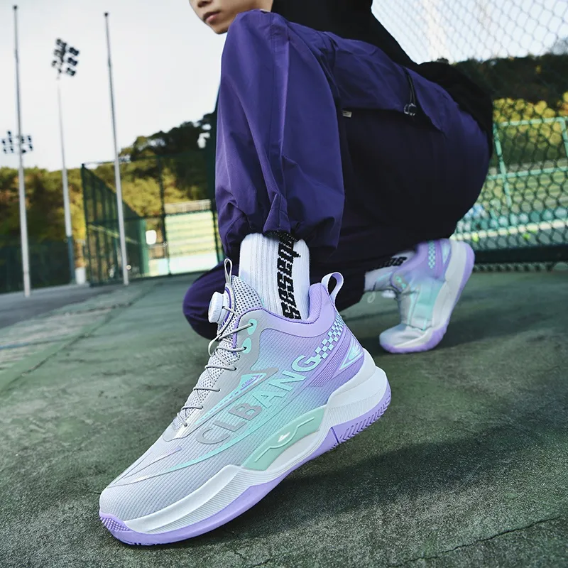 Kuding Basketball Shoes Unisex Low Top Gray Purple/Black Orange Purple/Green Pink/Mismatched White Purple+Black Orange Purple-11