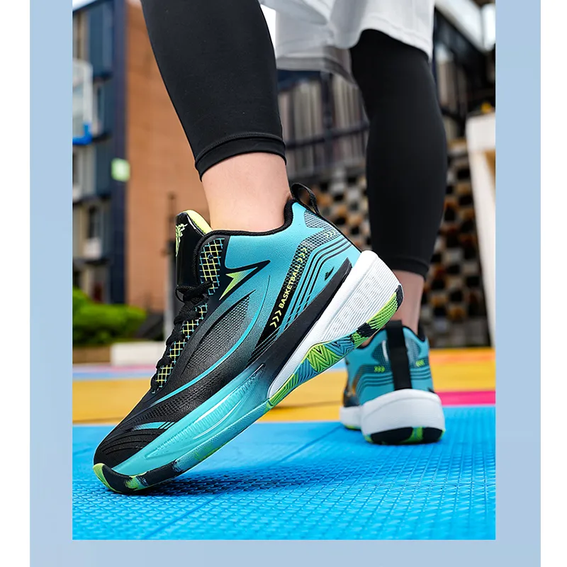 Kuding Cushioned Slip-Resistant Breathable Mid-Top Basketball Shoes Men's-4