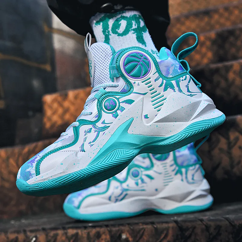 Kuding Cushioned Anti Slip Wear Resistant And Water Resistant Mid Top Basketball Shoes Unisex-17