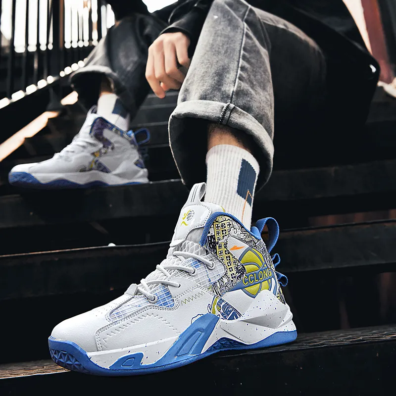 Kuding Cushioned Slip-Resistant Abrasion-Resistant High-Top Basketball Shoes Unisex-7