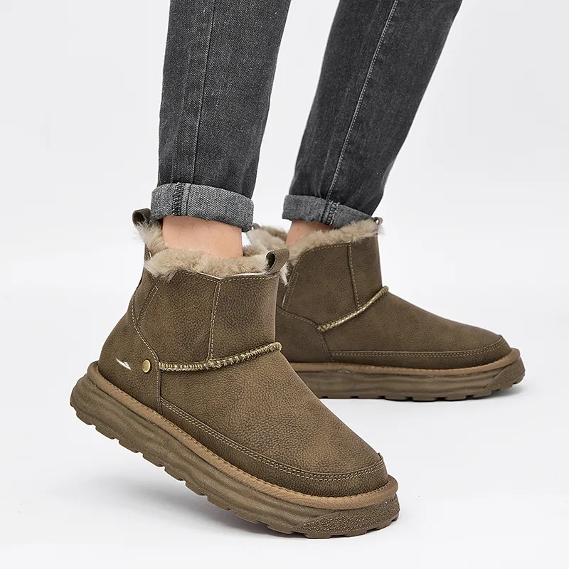 Kuding Warm Slip-Resistant Water-Resistant Snow Boots Men's-10