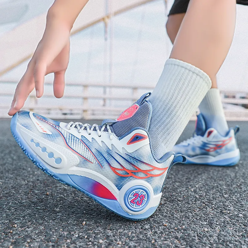 Kuding Basketball Shoes Unisex High Top Blue/Green/Pink-3