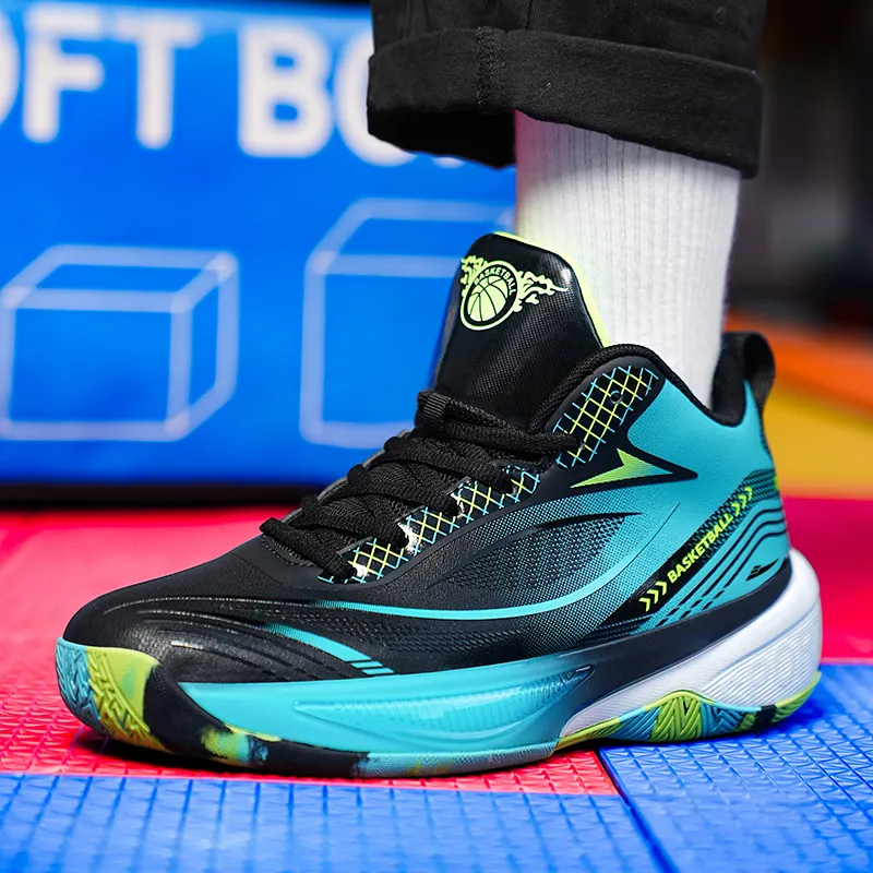 Kuding Cushioned Slip-Resistant Breathable Mid-Top Basketball Shoes Men's-2