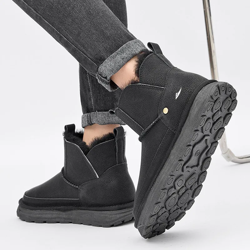 Kuding Warm Slip-Resistant Water-Resistant Snow Boots Men's-3
