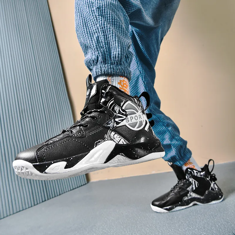 Kuding Shock Absorbers With Slip Resistant And Abrasion Resistant Properties Mid Top Basketball Shoes Unisex-36