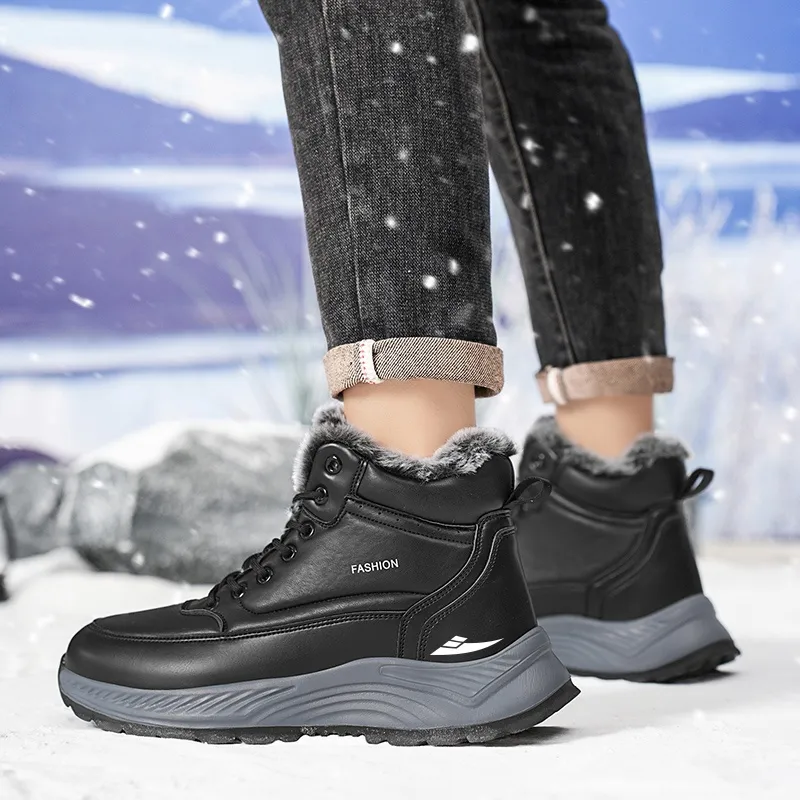 Kuding Wear-Resistant Slip-Resistant Warm Water-Resistant Short Snow Boots Men's-1
