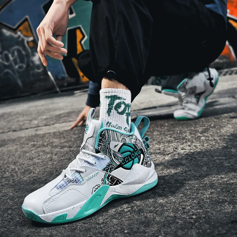 Kuding Cushioned Slip-Resistant Abrasion-Resistant High-Top Basketball Shoes Unisex-9
