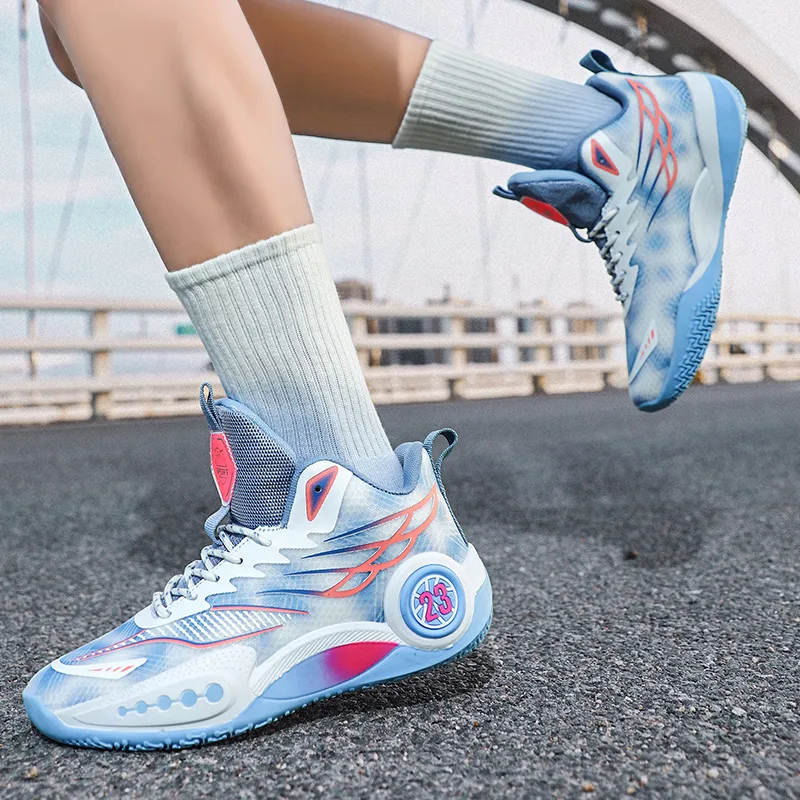 Kuding Basketball Shoes Unisex High Top Blue/Green/Pink-2