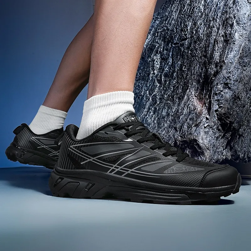 Kuding Running Shoes Unisex Low Top Black/Gray/White-2