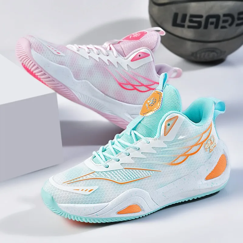 Kuding Basketball Shoes Unisex High Top White Pink/White Blue/White Moon-20