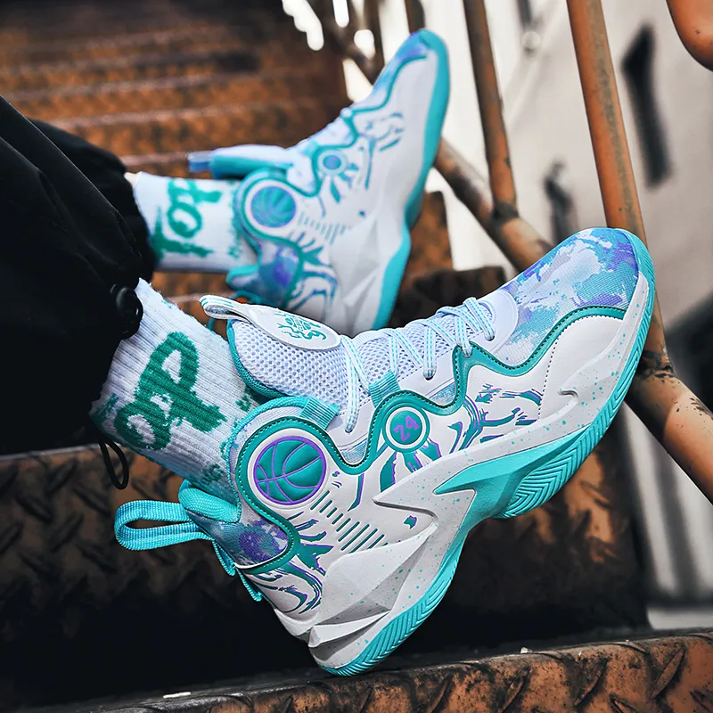 Kuding Cushioned Anti Slip Wear Resistant And Water Resistant Mid Top Basketball Shoes Unisex-19
