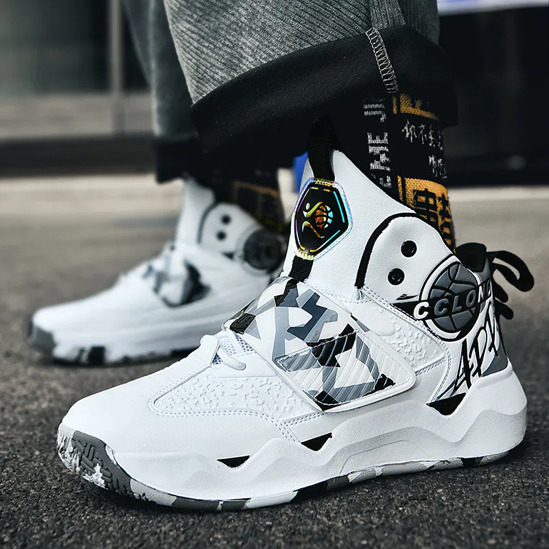 Kuding Cushioned Slip-Resistant Abrasion-Resistant High-Top Basketball Shoes Unisex-1