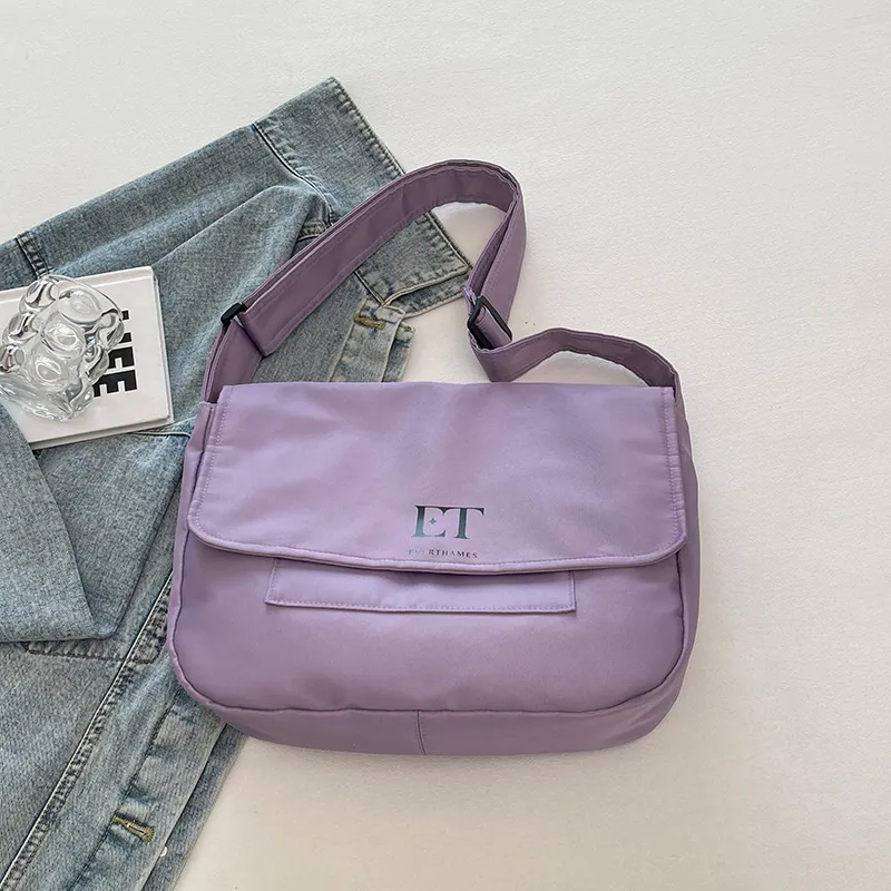 Everthames Nylon Fabric Single Pack Crossbody Bag Unisex Light Purple-3