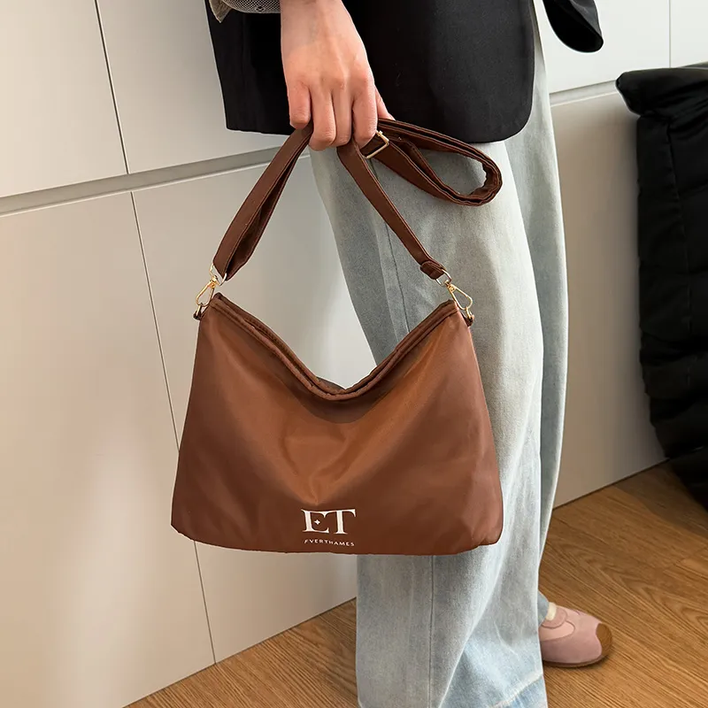Everthames Nylon Fabric Shoulder Bag Regular Unisex Brown-3
