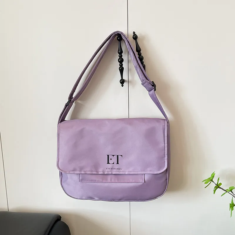 Everthames Nylon Fabric Single Pack Crossbody Bag Unisex Light Purple-2