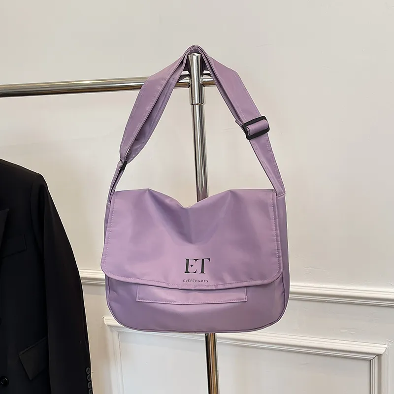 Everthames Nylon Fabric Single Pack Crossbody Bag Unisex Light Purple-1