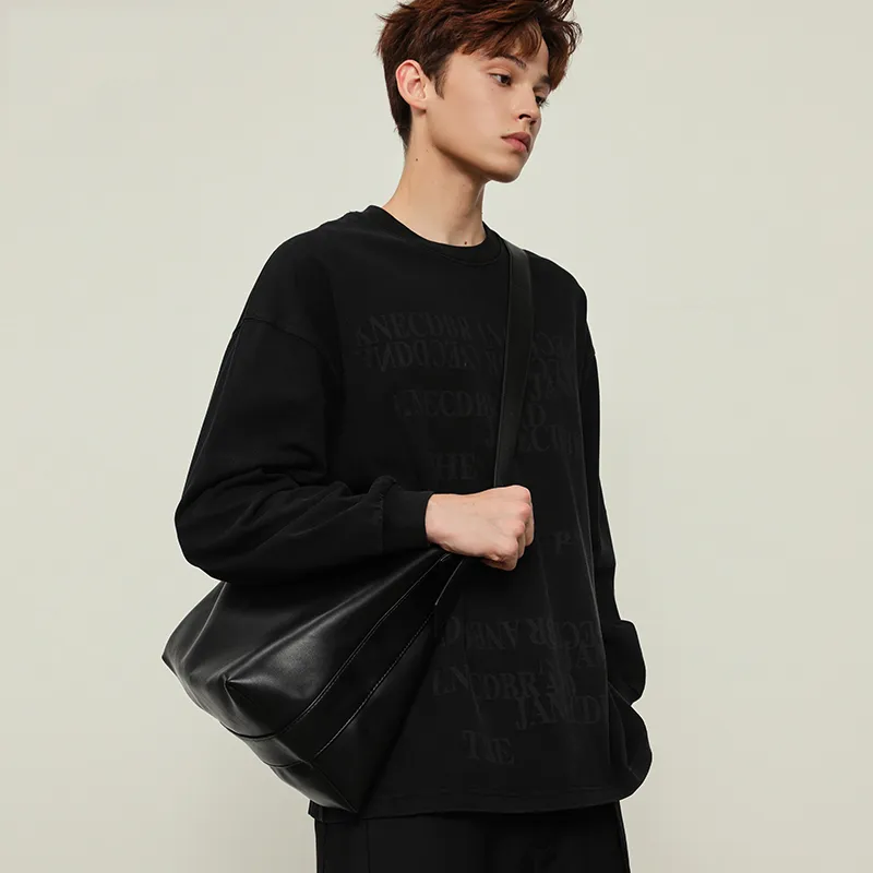 BEMIX PETS Microfiber Leather Shoulder Bag Men's Black-3