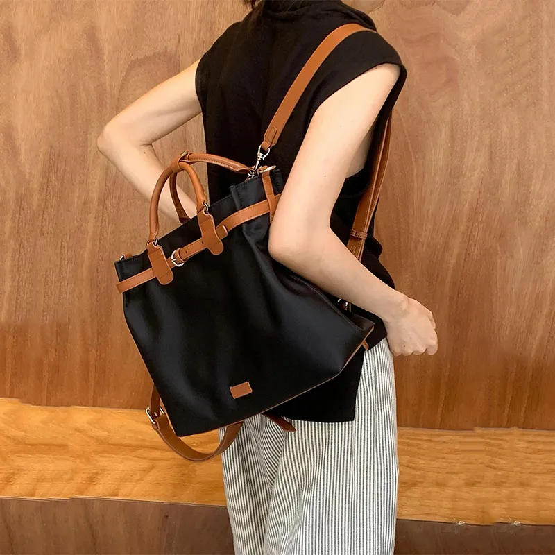 BEMIX PETS Nylon Fabric Tote Handbag Tubas Women's Black & Brown-1