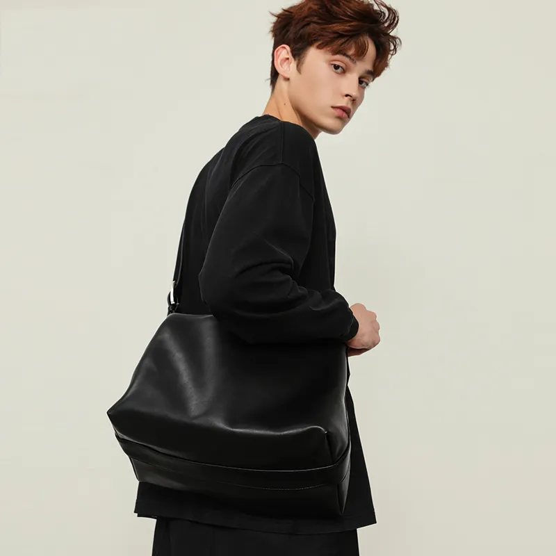 BEMIX PETS Microfiber Leather Shoulder Bag Men's Black-1