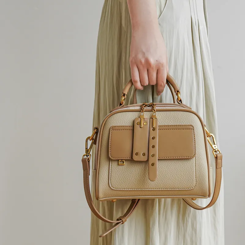 BEMIX PETS PU Handbag Small Size Women's Apricot Khaki-3