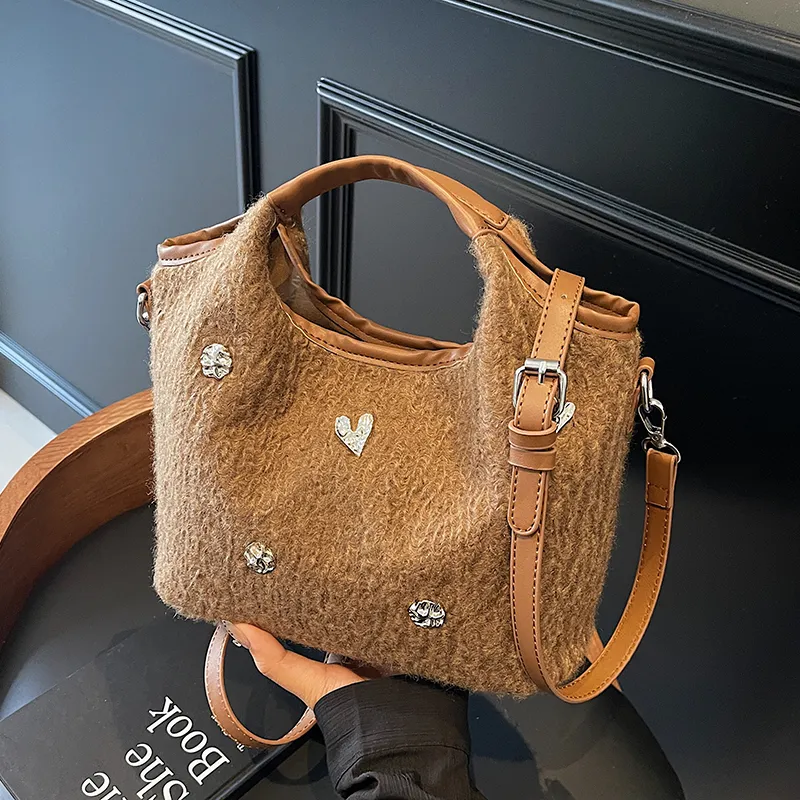 BEMIX PETS Yarns Handbag Women's Brown/Black/Gray-2