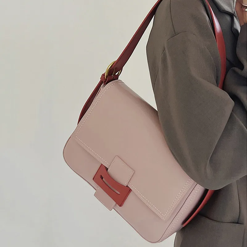 BEMIX PETS Cow Leather Shoulder Bag Regular Women's Matcha Green/Cherry Blossom Pink/Cream White-3
