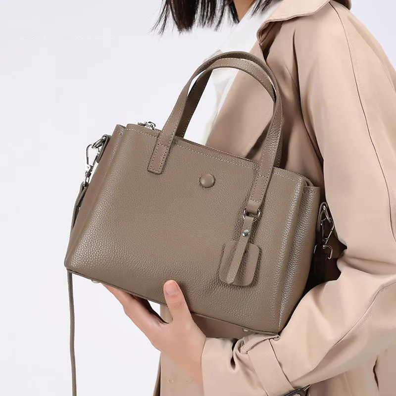 BEMIX PETS Cow Leather Handbag Regular Women's Elephant Gray-4
