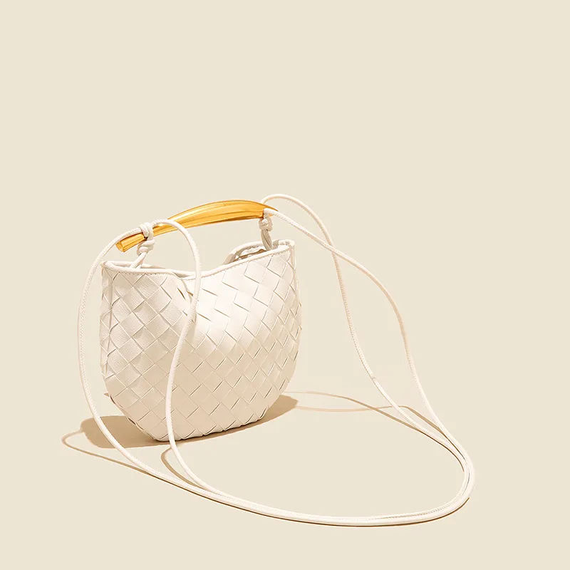 BEMIX PETS Cow Leather Handbag, Crossbody Bag Women's Milkshake White-3